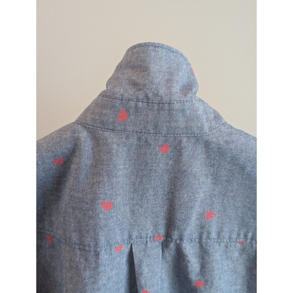 Men's Sailboat Pattern Short Sleeve Button Down Shirt Size Medium Quiet Luxury - Picture 5 of 9